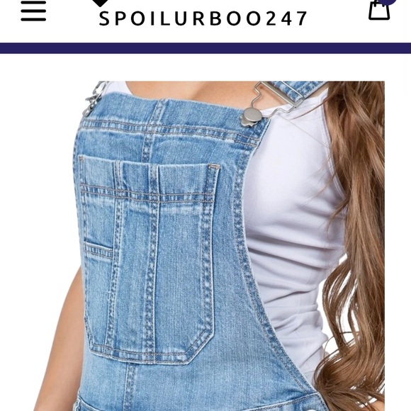 Ladies cut out knees washed denim overalls - Picture 4 of 4